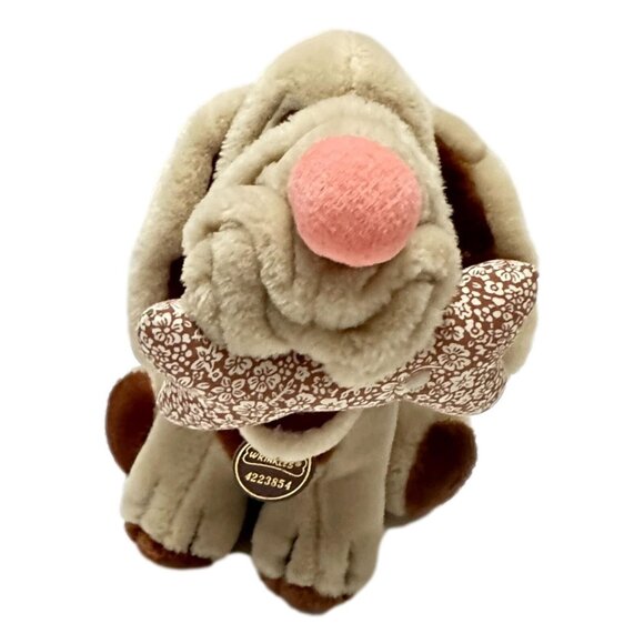 Vintage Wrinkles Ganz Dog Beige Plush Tag 10 in with Bone and Tags 1984 - Picture 2 of 16